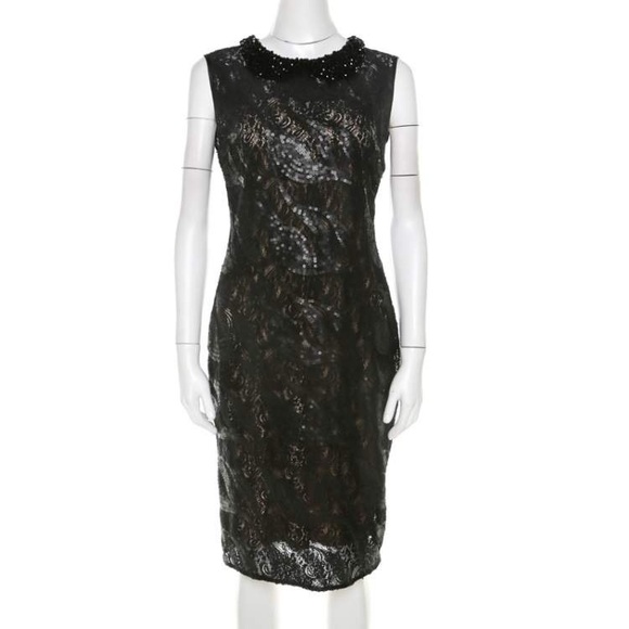 Class by Roberto Cavalli Sequined Beaded Collar dress sz 10 - Picture 1 of 8